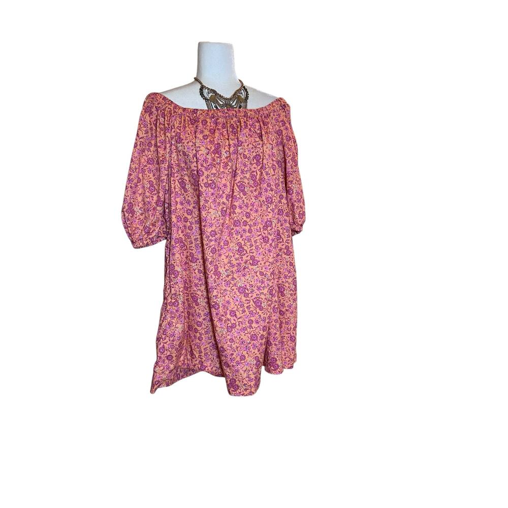 Old Navy sz L off the shoulder cotton knee length floral cottagecore dress